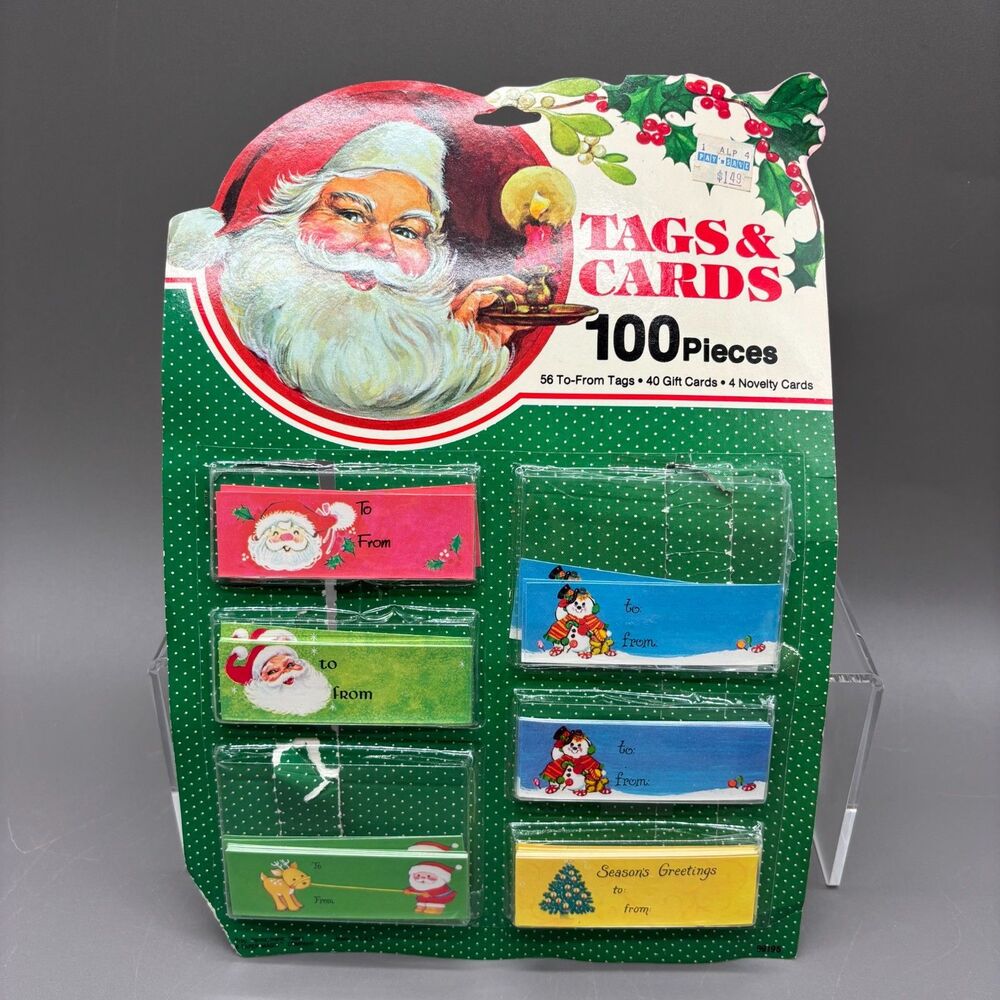 Vintage 1980s Paper Magic Christmas Gift Tags Cards Santa Holiday Ephemera